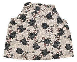 Lane Bryant Cream Floral Sleeveless Blouse with Black and Burgundy Accents